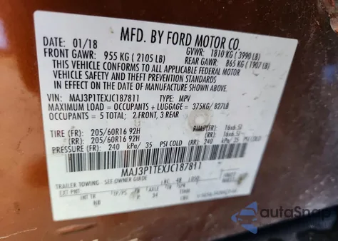 2018 Ford Ecosport Se from USA, damaged, VIN MAJ3P1TEXJC187811